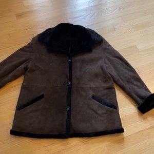 Chocolate Brown Blue Duck Shearling Jacket